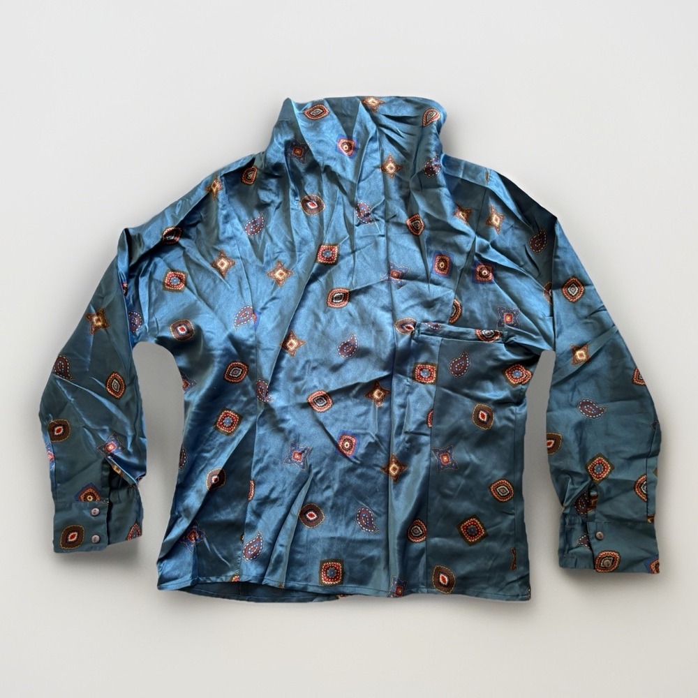 Vintage The Wyndham Collection Blouse‎ Top Long Sleeve Blue Petite Size M